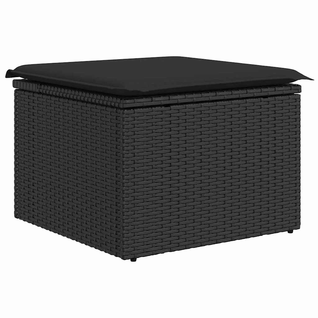 Garten-Sofa-Set mit Speicher 7 pcs Schwarz Poly Rattan
